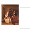 A Young Woman Playing a Theorbo to Two Men, 1667-68 by Gerard ter Borch or Terborch