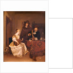 A Young Woman Playing a Theorbo to Two Men, 1667-68 by Gerard ter Borch or Terborch