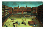 Panorama of a fiesta in the Plaza Mayor in Madrid by Spanish School