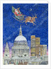 Father Christmas Flying over London by Catherine Bradbury