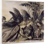 Brunnhilde Implores the Valkyries by Arthur Rackham