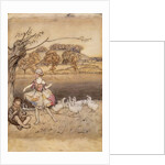 Tattercoats dancing while the gooseherd pipes by Arthur Rackham