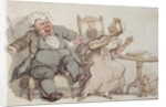 An Old Woman and her Dog Startled by Male Company by Thomas Rowlandson