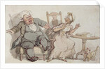 An Old Woman and her Dog Startled by Male Company by Thomas Rowlandson