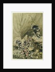 Alberich drives in a band of Nibelungs laden with gold and silver treasure by Arthur Rackham