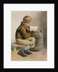 Little boy reading a book by William Henry Hunt