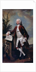 Portrait of Theodore Jacobsen, architect of the Foundling Hospital, shown holding a drawing of the West Front, c.1742 by Thomas Hudson