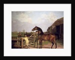 Bay Ascham, a stallion led through a gate to a mare, 1804 by Jacques-Laurent Agasse