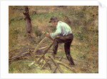 Pere Melon Sawing Wood, Pontoise, 1879 by Camille Pissarro
