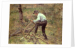 Pere Melon Sawing Wood, Pontoise, 1879 by Camille Pissarro