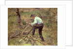 Pere Melon Sawing Wood, Pontoise, 1879 by Camille Pissarro