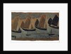 St. Ives Harbour with five sailing boats by Alfred Wallis