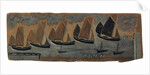 St. Ives Harbour with five sailing boats by Alfred Wallis