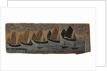 St. Ives Harbour with five sailing boats by Alfred Wallis