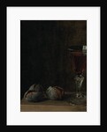 A glass of wine with walnuts on a table by Balthasar Denner