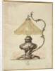 Drawing of a silver table lamp with a twisted fluted body in rococo style, House of Carl Faberge by Carl (firm of) Fabergé