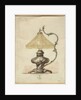 Drawing of a silver table lamp with a twisted fluted body in rococo style, House of Carl Faberge by Carl (firm of) Fabergé