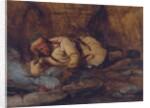 A Laplander Asleep by a Fire by Francois Auguste Biard