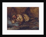 A Laplander Asleep by a Fire by Francois Auguste Biard