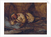 A Laplander Asleep by a Fire by Francois Auguste Biard