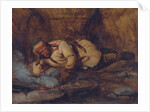 A Laplander Asleep by a Fire by Francois Auguste Biard