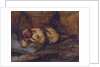 A Laplander Asleep by a Fire by Francois Auguste Biard
