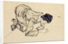 Erich Lederer drawing on the floor, 1912 by Egon Schiele