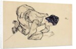 Erich Lederer drawing on the floor, 1912 by Egon Schiele