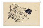 Erich Lederer drawing on the floor, 1912 by Egon Schiele
