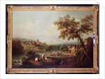 An Extensive River Landscape with a Village by Francesco Zuccarelli
