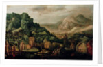 Extensive mountainous landscape by Hans Bol