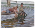 Boys Fishing off a Pier by Nikolai Petrovich Bogdanov-Belsky