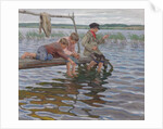 Boys Fishing off a Pier by Nikolai Petrovich Bogdanov-Belsky