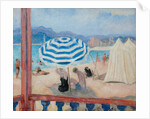 Cannes, Blue Parasol and Tents; Cannes, Parasol Bleu et Tentes by Henri Lebasque