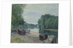 Huts at the Edge of the Loing; Cabanes au bord du Loing, 1896 by Alfred Sisley