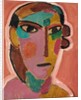 Mystical Head: Woman's Head on a Red Background, c. 1917 by Alexej von Jawlensky