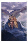 Lord Shiva and Parvati on Mount Kailash by Mahadev Vishvanath Dhurandhar