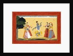 Krishna Dancing Before the Cowgirls as they Clap their Hands, c.1730-1735 by Manaku