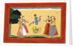 Krishna Dancing Before the Cowgirls as they Clap their Hands, c.1730-1735 by Manaku