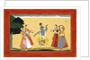 Krishna Dancing Before the Cowgirls as they Clap their Hands, c.1730-1735 by Manaku