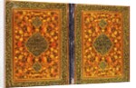 A Qajar Qur'an binding, painted with a floral design and a medallion containing a thuluth inscription, c. 1801-2 by Persian School