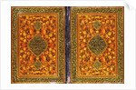 A Qajar Qur'an binding, painted with a floral design and a medallion containing a thuluth inscription, c. 1801-2 by Persian School