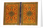 A Qajar Qur'an binding, painted with a floral design and a medallion containing a thuluth inscription, c. 1801-2 by Persian School
