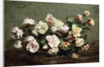 Vase of White Roses on a Table; Vase de Roses Blanches et Roses sur la Table by Ignace Henri Jean Fantin-Latour