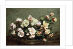 Vase of White Roses on a Table; Vase de Roses Blanches et Roses sur la Table by Ignace Henri Jean Fantin-Latour