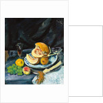 Still Life with Cut Melon, Glass and Fan, c. 1920 by George Leslie Hunter