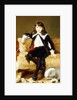 Portrait of a Boy, seated full length, on a Sofa Draped with a Lion Skin by Geza Vastagh