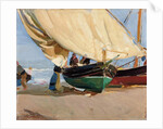 Fishermen, Stranded Boats, Valencia; Pescadores, barcas varadas, Valencia, by Joaquin Sorolla y Bastida