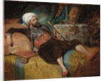 A Reclining Turk Smoking a Hookah, 1844 by Henri Baron