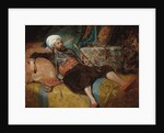A Reclining Turk Smoking a Hookah, 1844 by Henri Baron